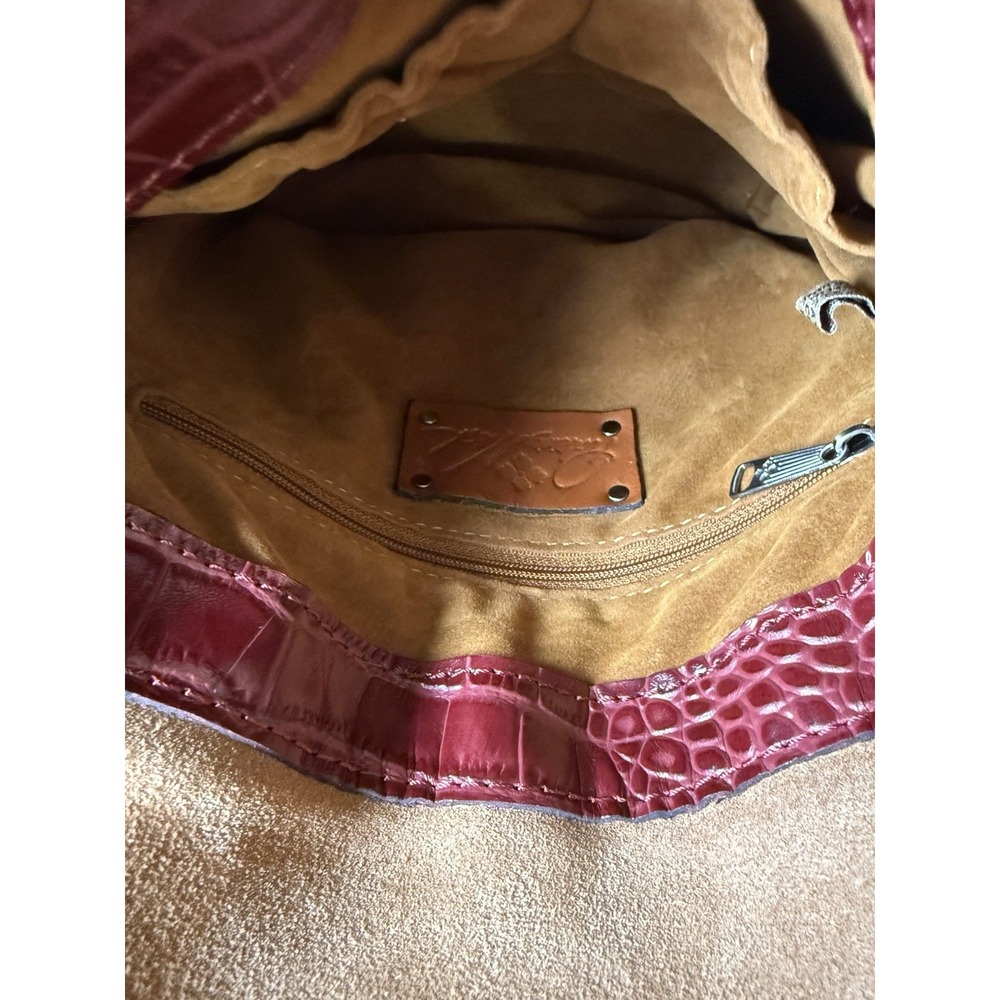 Patricia Nash Burgundy Croc Embossed Leather Convertible Backpack Crossbody Bag‎ - Picture 10 of 10